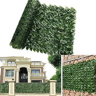 Baketron Trellis with Artificial Leaves, Artificial Ivy Leaf Hedge Fence,UV Fade Protection Privacy Hedging Wall Landscaping Garden Fence Balcony Screen,Fake Leaf Screen Home Garden(0.5 * 1M)