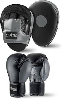 Boxing Set Focus Pads and Gloves Mitts Punch Bag MMA Training Hook & Jab, Men Women Adult Kids Unisex Sparring Martial Arts Karate Fitness Exercise Sets