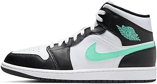 Jordan Nike Air 1 Mid Men's Shoes Black/Fire Red-White DQ8426-060, White/Green Glow-black, 9 UK