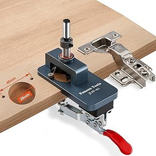Metal Concealed Hinge Jig, 35MM Cabinet Hinge Jig Drilling Hole Puncher with Quick Clamp， Accurate Hinge Drill Jig Woodworking Tool for Doors Cabinets Hinges Mounting