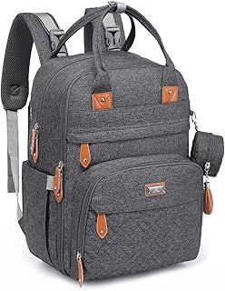BabbleRoo Baby Changing Bag Backpack, Nappy Changing Back Pack Diaper Bags with Changing Mat & Pacifier Holder for Mom & Dad