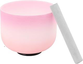 8 in F Note Crystal Singing Bowl for Heart Chakra Healing, 99.99% Pure Quartz, Colored Quartz Singing Bowl for Meditation, Sound Therapy, Chakra Balancing, Deep Resonance