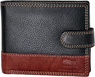 MORUCHA RFID Blocking Genuine Leather Wallet for Men – Slim Bifold Bull Leather Wallet with Coin Pocket, ID Window, 8 Card Slots – Premium Black/Brown Luxury Gift Box (Model #M75)