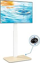 5Rcom Mobile TV Stand with Concealed Caster Wheels, Swivel & Height Adjustable Portable TV Stand on Wheels for 24-55 Inch TVs, Rolling TV Stand with Mount Up to 30 kgs, Max VESA 400x400mm, White
