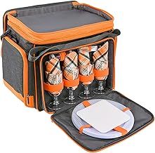 Family Picnic Cool Bag Backpack Hamper Wine Cooler Coffee Bottle Holder Carrier (4 Person Insulated Shoulder Bag)