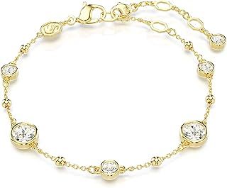 Swarovski Imber bracelet, Round cut, White, Gold-tone plated