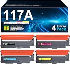 117A Toner Cartridges Compatible for HP 117A Toner Cartridges for HP Color Laser MFP 179fnw 178nw 150nw 150a 179fwg 178nwg W2070A W2071A W2072A W2073A (Black Cyan Yellow Magenta 4-Pack)