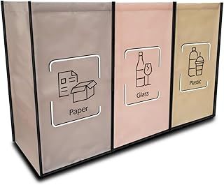 NYIKA - Recycling Bags for Kitchen - Indoor Recycling Bins - Recycle Bags - Recycling Box - Recycling Bins for Kitchen 3 Compartments - (Black Edge)