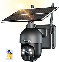 Xega 3G/4G LTE Security Camera No WiFi, 2K Super HD Solar Powered Wireless Outdoor 4G Security Camera, PIR Motion Sensor, Night Vision, 2 Way Talk, SIM Card Included