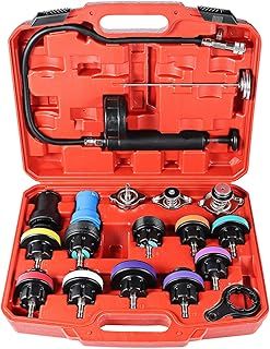 18pcs Coolant Pressure Tester Kit Radiator Pressure Tester Tool Kit for Cooling System Radiator Cap Pressure Testing Tool Water Tank Leak Detector