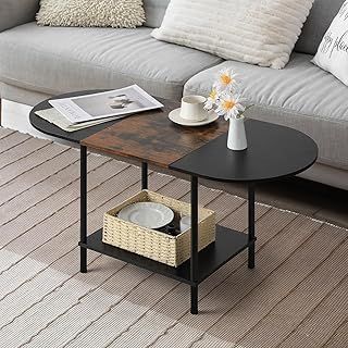 Nandae Coffee Table for Living Room, 2-Tier Oval Center Table with Storage Shelf for Home Office,Round Small Dining Center Tables for Home Living Room Office