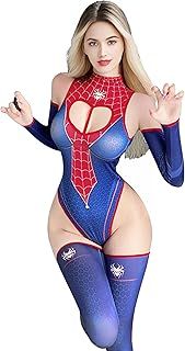 JasmyGirls Sexy Spider Costume Halloween Lingerie Cosplay Outfits Women Superhero One Piece Bodysuit Adult Anime Role Play Top Suit