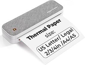 MUNBYN A4 Portable Thermal Printer for Laptops and Phone, A4 Thermal Printer, Wireless Inkless Printer for Travel, Study, Home, Tattoo, Photo, Invoice, Gray