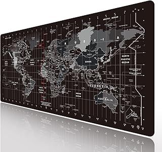 HGWALP Large Gaming Mouse Pad Black World Map Mouse Pad with Anti-Slip Rubber Base, Extended XXL Long Keyboard Pad Big Mouse Pads for Desk,31.5 X 11.8 Inch
