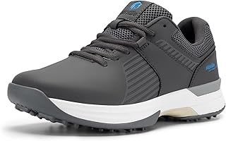 FitVille Mens Golf Shoes Extra Wide Fit Casual Trainers Water Resistant Non Slip Outdoor Spiked Trainers for Golf Training