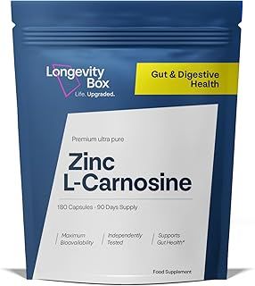 Zinc L-Carnosine Supplement - 75mg x 90 Capsules of Maximum Bioavailable Zinc L-Carnosine Per Serving, Supports Gut Health, Nutrient Absorption, Digestive Comfort - 3 Months Supply