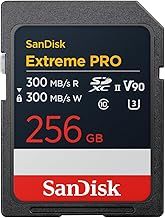 SanDisk Extreme PRO 256GB SDXC UHS-II card, up to 300 MB/s read speeds, 300 MB/s write speeds, V90, Pro-level performance enables cinema-quality 8K video recording