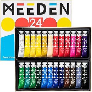 MEEDEN Gouache Paint Set, 24 Vibrant Colors (0.4oz, 12ml), Rich Pigment, Non-Toxic Water-Based Gouache Tubes Paints for Canvas and Paper, Art Supplies for Artist, Adults, Kids, Beginners