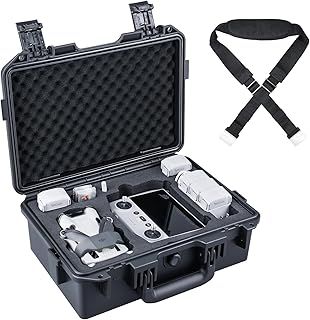 Titan MM410 Waterproof Hard Case for DJI Mini 4 Pro/Mini 3/Pro and RC2/RC/RC-N2/N1, Black with Shoulder Strap, Support 7 Batteries and RC Lanyard [CASE ONLY]
