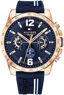Tommy Hilfiger Analogue Multifunction Quartz Watch for Men with Silicone, Stainless Steel or Leather Bracelet, Day & Date Sub-Dials, 5ATM Water Resistant