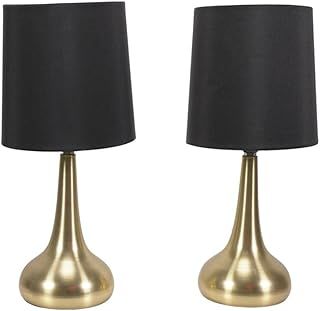 Brushed Gold Teardrop Touch Dimmer Table Lamps with Black Shade | Table Lamps, Home Décor & Improvement Essential