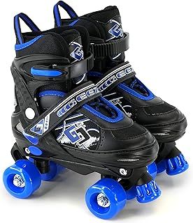 Kids Adjustable Quad Roller Skates, Blue Roller Skates For Boys And Girls, 4 Wheel Skates Adjustable Sizes, Blue Colour