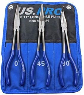 US PRO Tools 3pc 11" (275mm) Long Reach Nose Pliers, Plier Set New 1831, Blue