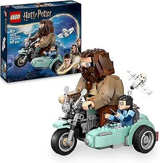 LEGO Harry Potter Hagrid & Harry’s Motorcycle Ride, Movable Brick-Built Motorbike Toy with a Sidecar & Hedwig Figure, Display Birthday Gift for Wizarding World Fans, 9+ Year Old Girls & Boys 76443