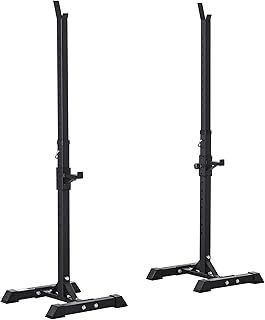 HOMCOM Adjustable Squat Rack, Strength Training Bench Press Rack Barbell Rack Power Rack Weight Bench Supporter for Gym Fitness,108-163cm