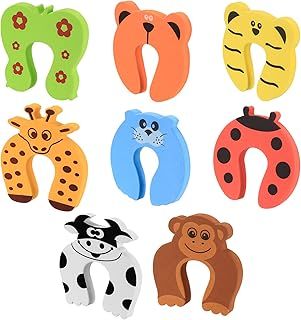 Safety Door Stoppers, 8 Pcs Door Finger Pinch Guards, Cartoon Animal Baby Proof Foam Safety Door Guards, Door Slam Stopper for Baby Child Pet Finger Protection, Prevent Finger Pinch Injuries