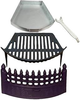 Castle Fire Front, Grate and Ashpan Black Fire Set Bundle 16" Fireplace Set