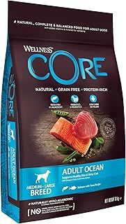 Wellness CORE Adult Ocean, 10kg, Salmon & Tuna, Dry Dog Food for Medium to Large Breeds, Grain-Free, High Fish Content, Protein-Rich, Supports Healthy Skin & Shiny Coat