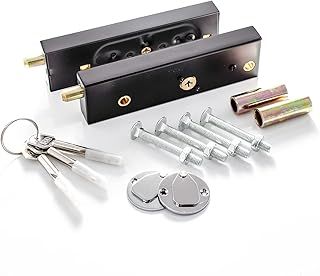 UK Security Supplies - Pair of Garage Door Locks with 3 Keys and Fixings - Sturdy Pair of Security Garage Door Bolts - Suitable for Timber or Metal Garage Door Types