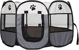 Youyijia Portable Pet Playpen Puppy Playpen Pet Dog Cat Playpen Cage Crate 91 x 91 x 58cm Soft Fabric Foldable Pet Indoor Outdoor for Rabbit Hamster Guinea Pig Gray