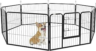 PawHut Dog Pen 8 Panels Puppy Pen Heavy Duty Pet Playpen for Indoor Outdoor for Dogs, Rabbits, Ducks 60cm High