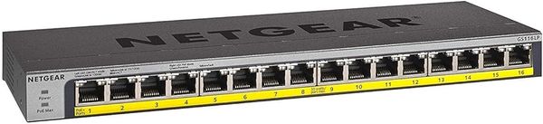 NETGEAR PoE Switch 16 Port Gigabit Ethernet Unmanaged Network Switch (GS116LP) - with 16 x PoE+ @ 76 W Upgradeable, Desktop, Wall Mount or Rackmount, and Limited Protection