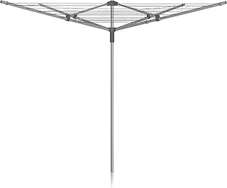 Addis 40m 4 Arm Rotary Washing Line (Grey) Multiple Tension Adjustment, Folding Outdoor Rotating Clothes Dryer & Ground Spike MOB, Metallic