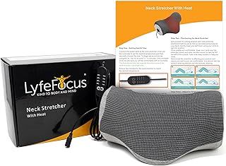 Neck Stretcher with Heat for Back & Neck Pain - Neck Support Posture Corrector with Firm Massage Nodes Designed to Relieve Muscle Tension. Cover with USB Heat & Control Included.