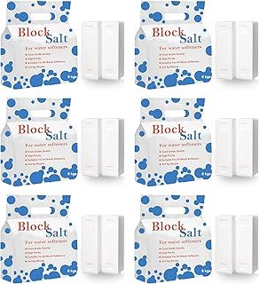 6 pack Water Softener Salt Blocks 100% Genuine Food Grade water softener salt block Compatible to All Water Softener Machine, Best For Laundry Kitchen Dishasher Industrial use Salt Block 6 pack
