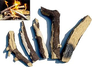 Gas Fire Logs – Set of 5 Extra Realistic Ceramic Logs Suitable for Gas Fires/Living Flame Fires/Gas Fire Pits
