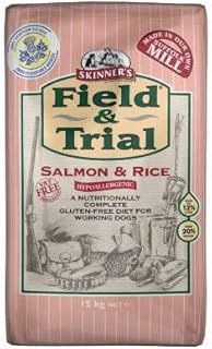 Skinner Field & Trial Salmon & Rice Dry Dog Food 15kg Hypoallergenic Free from Gluten, Wheat, Maize, Barley, Soya & Milk Products Combination of Rice, Oats, Peas & Salmon Rich in Omega Fatty Acids