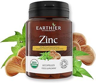 Organic Zinc Whole Food Supplement Certified by Soil Association - 1 Month Supply - Vegan
