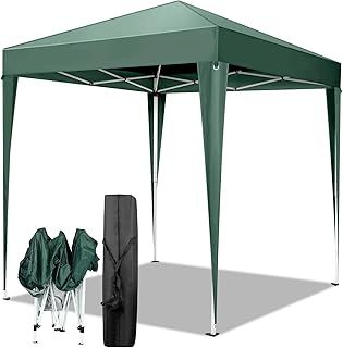 Outopee 2m x 2m Pop Up Canopy Tent, Outdoor Gazebo Folding Canopy with Carry Bag for Commercial Events, Party, Backyard BBQ, Camping, Green