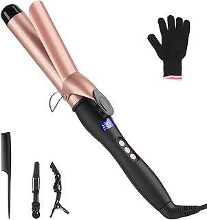 Curling Wand 32MM Curling Tongs with cilp Large Barrel Curling Iron Adjustable Temperature, Professional Hair Curler with Glove for Long & Medium Hair, Dual Voltage