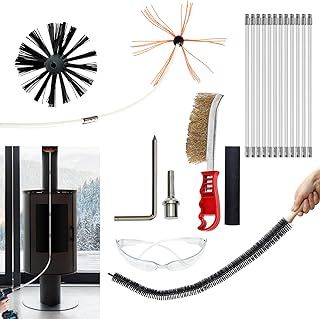 JOVANT Chimney Brush Kit, 36FEET, 12 Nylon Flexible Rods, Strong Brush, Rotary Chimney Cleaning System, Fireplace & Dryer Vent Cleaner