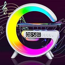 Wireless Speaker, G Shape Table Lamp,Atmosphere Night Light with Wireless Charging Function, Bedside Lamp with Alarm Clock & Charging Function,Gifts (Milky White)