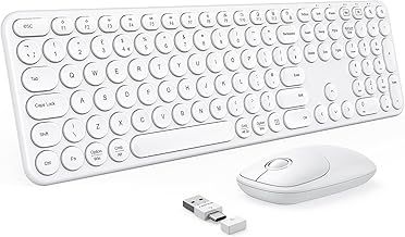 Wireless Keyboard and Mouse Set, Wireless Keyboard Mouse Combo with 2-in-1 USB and USB C Receiver, Compatible with Apple Macbook Pro/Air Windows 7/8/10 Computer Laptop PC, White