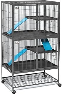 MidWest Homes for Pets Deluxe Ferret Nation Double Unit Small Animal Cage, Assembled Cage is 91.44 L x 60.96 W x 160.02 H centimeters, Gray Quartz, Model 182