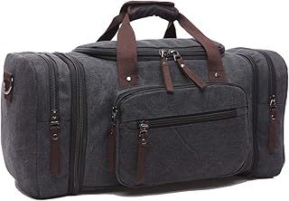 Duffle Bag, Unisex Canvas Holdall, Large Travel Duffles Travel Carry On Duffle Bags Overnight Weekend Weekender Bag Travel Tote for Men and Women Black
