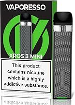VAPORESSO XROS 3 MINI Vaping Kit, Rechargable, Refillable, Integrated 1000mAh Battery, MTL, Compact, Stylish, 2mL, E Cigarettes, E Cig, Starter Kit, Vaporesso Vaping, No Nicotine (Space Grey)